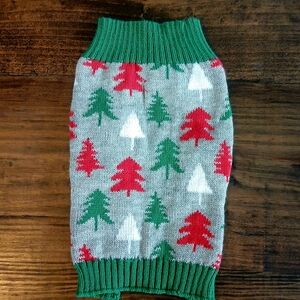 Festive Dog Sweater with Tree Pattern